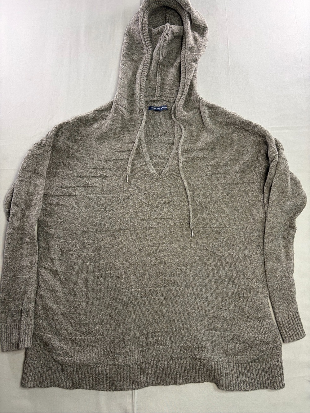 American Eagle Outfitters Women's V-Neck Hooded Sweater - Taupe Gray